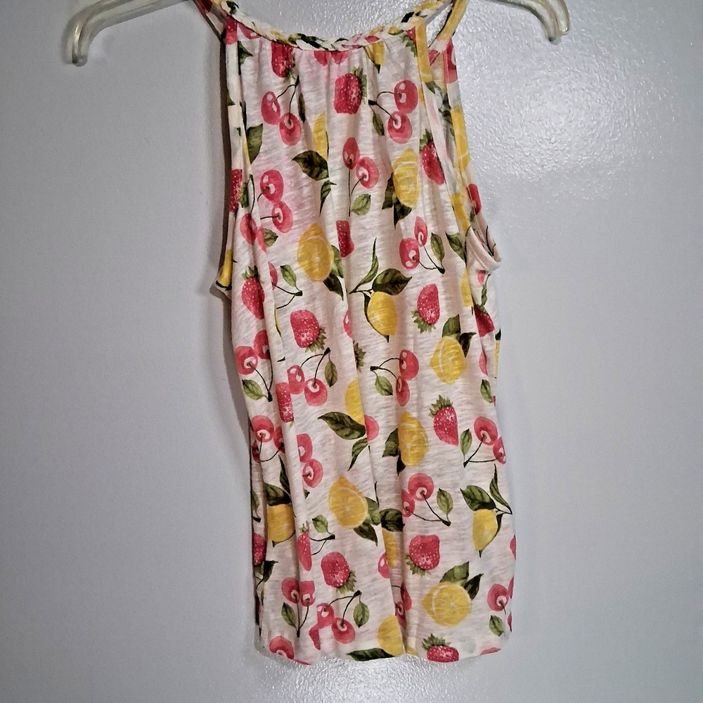 Issac Mizrathi New York Womens Small Tank‎ Linen Blend Fruit Pattern Braided NWT - Picture 3 of 7
